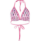 KLIQU Pink Cute Printed Halter Crop Top Tank Top