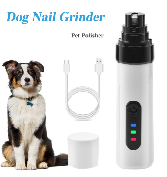 Rechargeable Pet Nail Grinder, Quiet Low-Noise Electric Dog & Cat Nail Trimmer with 3 Port Sizes, USB Charging & Painless Smooth Grinding