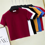 Summer Crop Top Women - Fitted High Waist Sports Tee