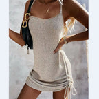 Knit Drawstring-Hem Mini Dress