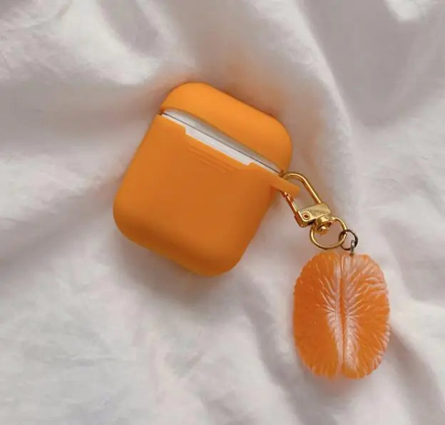 Korean Orange AirPods Silicone Case for Wireless Earbuds | Accessory