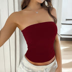 Women's Solid Color Backless Knitted Tube Top