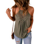 Summer Women's Lace Solid Casual Tank Top