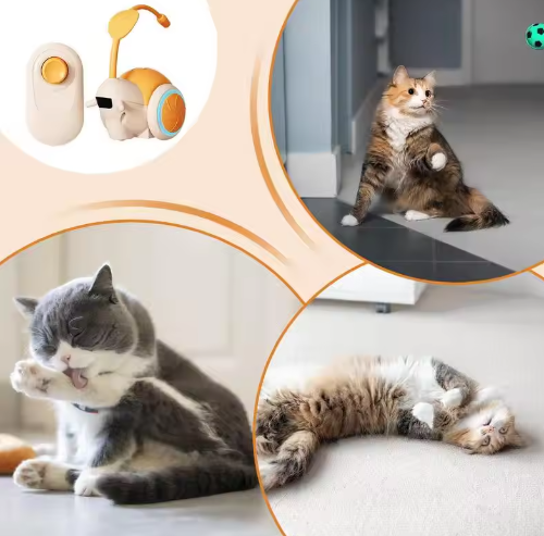 Interactive Automatic Cat Toy, Self-Moving Electric Feather Teaser Robot with Remote & LED Wheels, Rechargeable Smart Kitten Exerciser