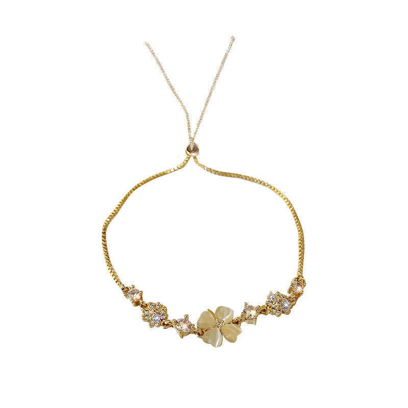 Cat's Eye Petal Flower Chain Bracelet