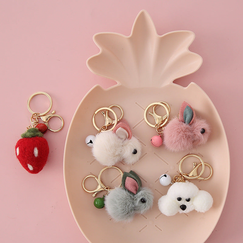 Cute Cartoon Teddy Rabbit Wool Felt Key Chain Pendant | Accessory