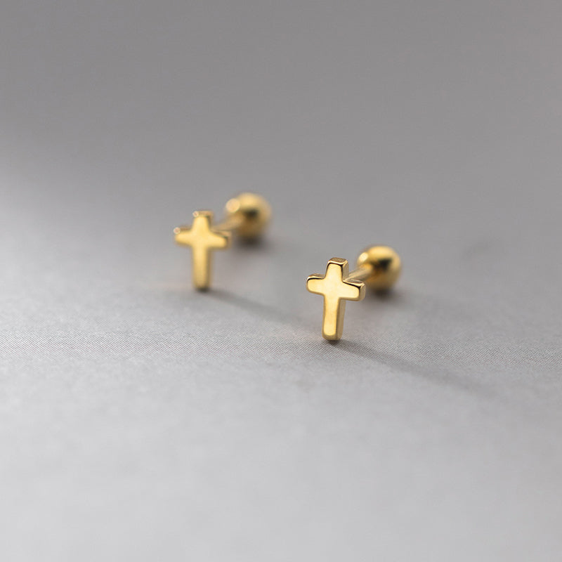 Gold Cross Stud Earrings for Women