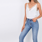 Loose Lace-Trimmed Satin Camisole for Women