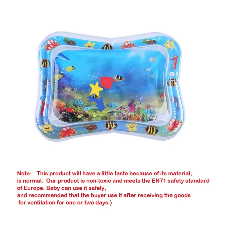 Inflatable Water Play Mat, Sensory Splash Pad with Floating Ocean Fish, Summer Cooling Tummy Time Mat for Babies and Pets, 66x50cm