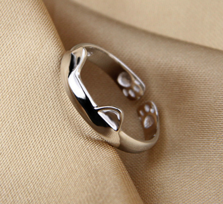 Cat Ears and Paw Adjustable Ring