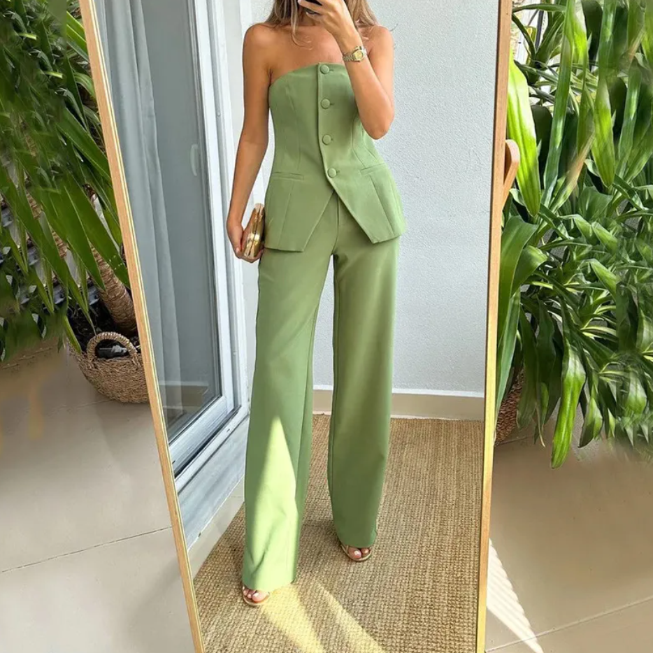 Women’s Tube Top and Straight Pants Set