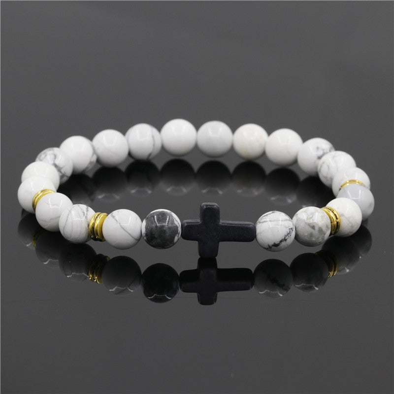 Stone Cross Beaded Bracelet