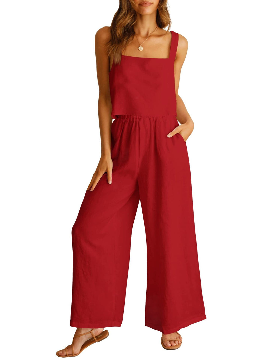 Sleeveless Camisole Wide Leg Pants Set