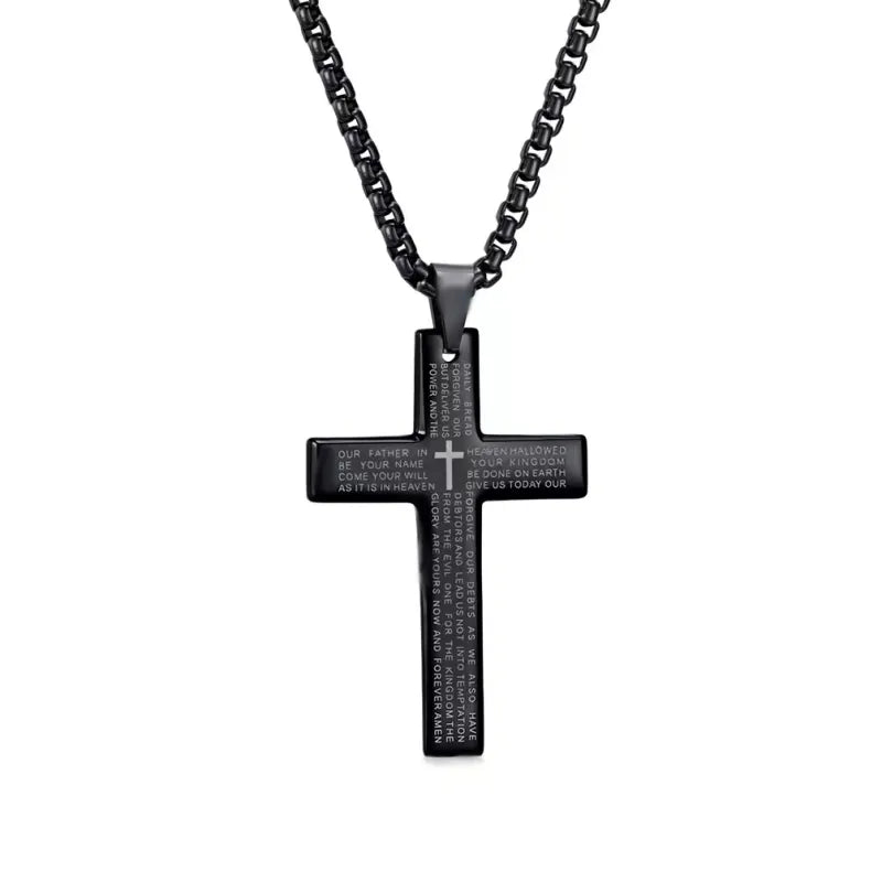 Lord's Prayer Cross Pendant Necklace