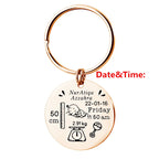 Custom Stainless Steel Keychain with Baby Birth Token | Accessory