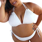 Women's Plus Size Black Halter Bikini Set