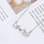 Mother-of-Pearl Dogs and Heart Necklace
