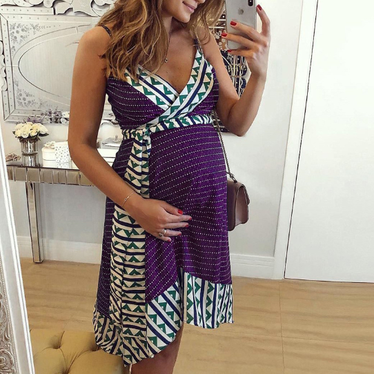 Floral Maternity Dress with Spaghetti Straps (Women)