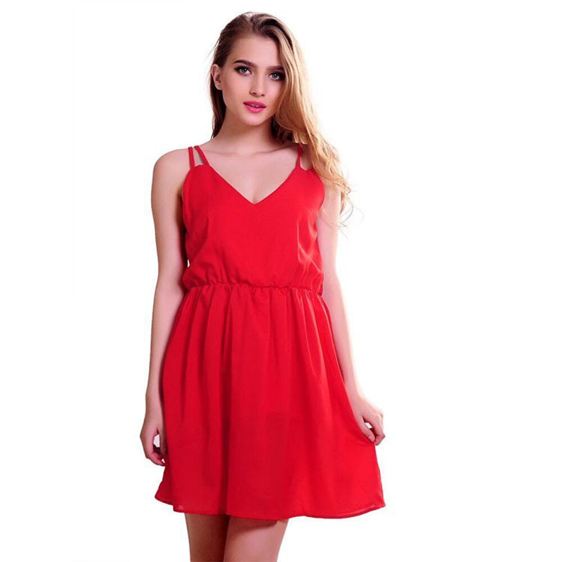 Sleeveless Chiffon Dress with Spaghetti Straps