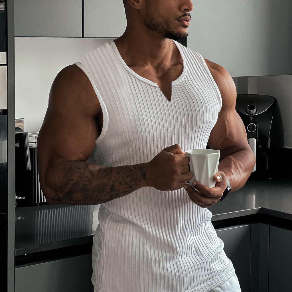 Men's Summer Knitted Striped Fitness Tank Top