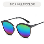 Round Cat-Eye Mirrored Sunglasses