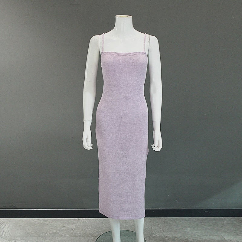 Knit Spaghetti Strap Bodycon Midi Dress