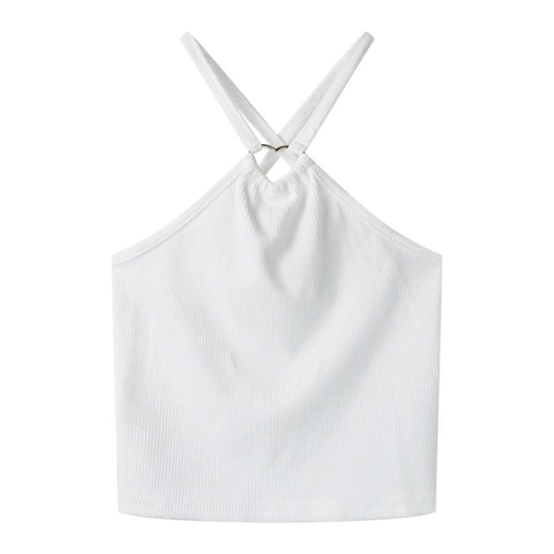 Iron Ring Halter Crop Top with Butterfly Patch