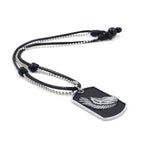 Men's Dog Tag Necklace with Angel Wing Pendant