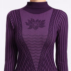 2022 Women's Thermal Striped Turtleneck Underwear Set