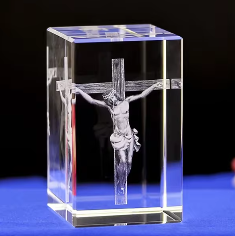 3D Crystal Crucifix Christian Ornament