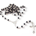 Glass Pearl Rosary Necklace