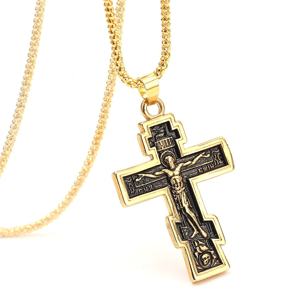 Orthodox Crucifix Cross Pendant Necklace - Christian Jewelry