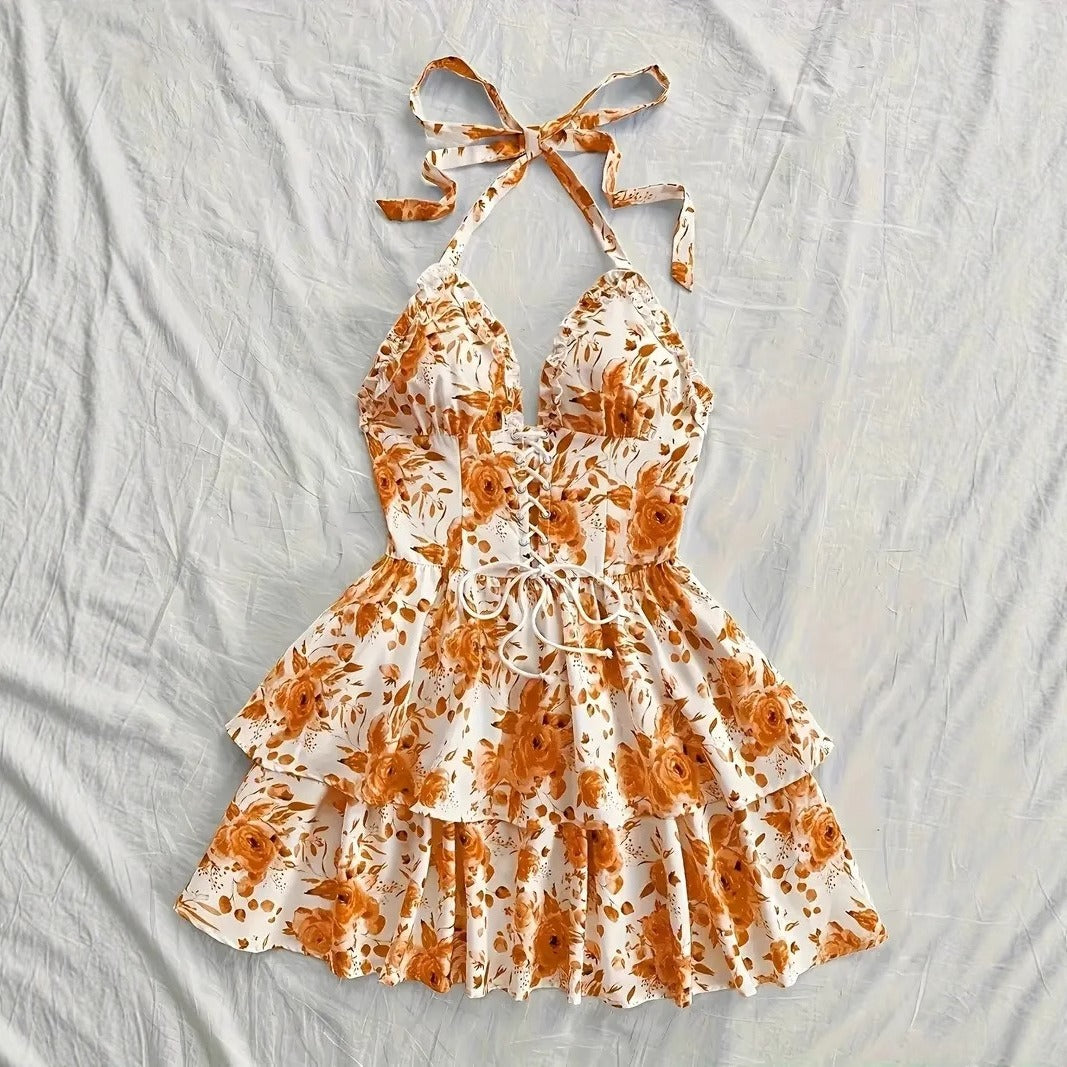 European & American Floral Camisole Dress