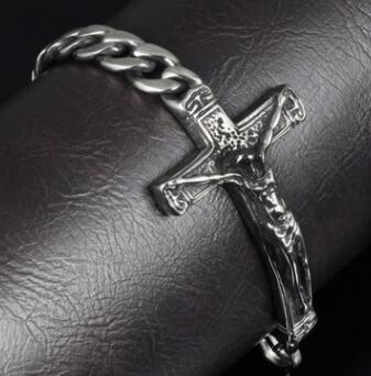 Titanium Steel Crucifix Cross Chain Bracelet