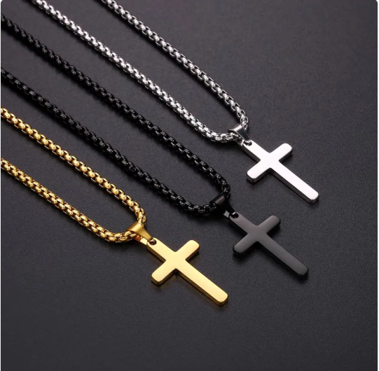 Titanium Cross Layered Necklace