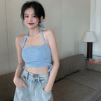 Plaid Lace-Up Tank Top for Women - Slim Fit Camisole