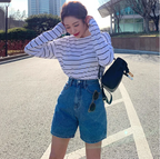 Women's High-Waist Slim Denim Shorts