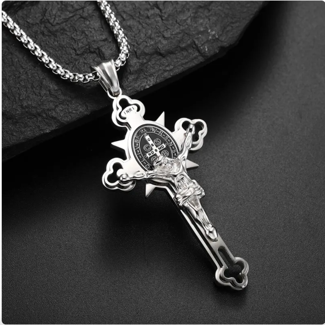 3D Stainless Steel Crucifix Cross Necklace