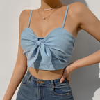 Denim Women's Camisole with Bow - Summer Top