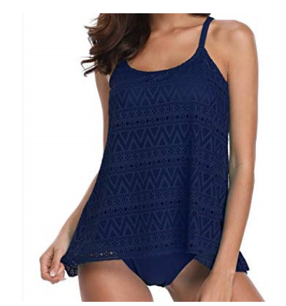 Lace Halter Swim Tankini Top