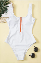 Neon Green Zip-Front One-Piece Swimsuit