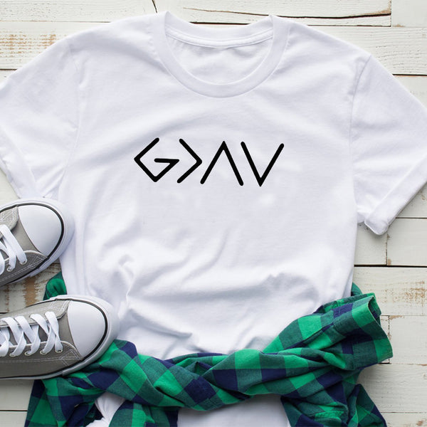 God is Greater Unisex Cotton T-Shirt - Street Style | Faith Streetwear
