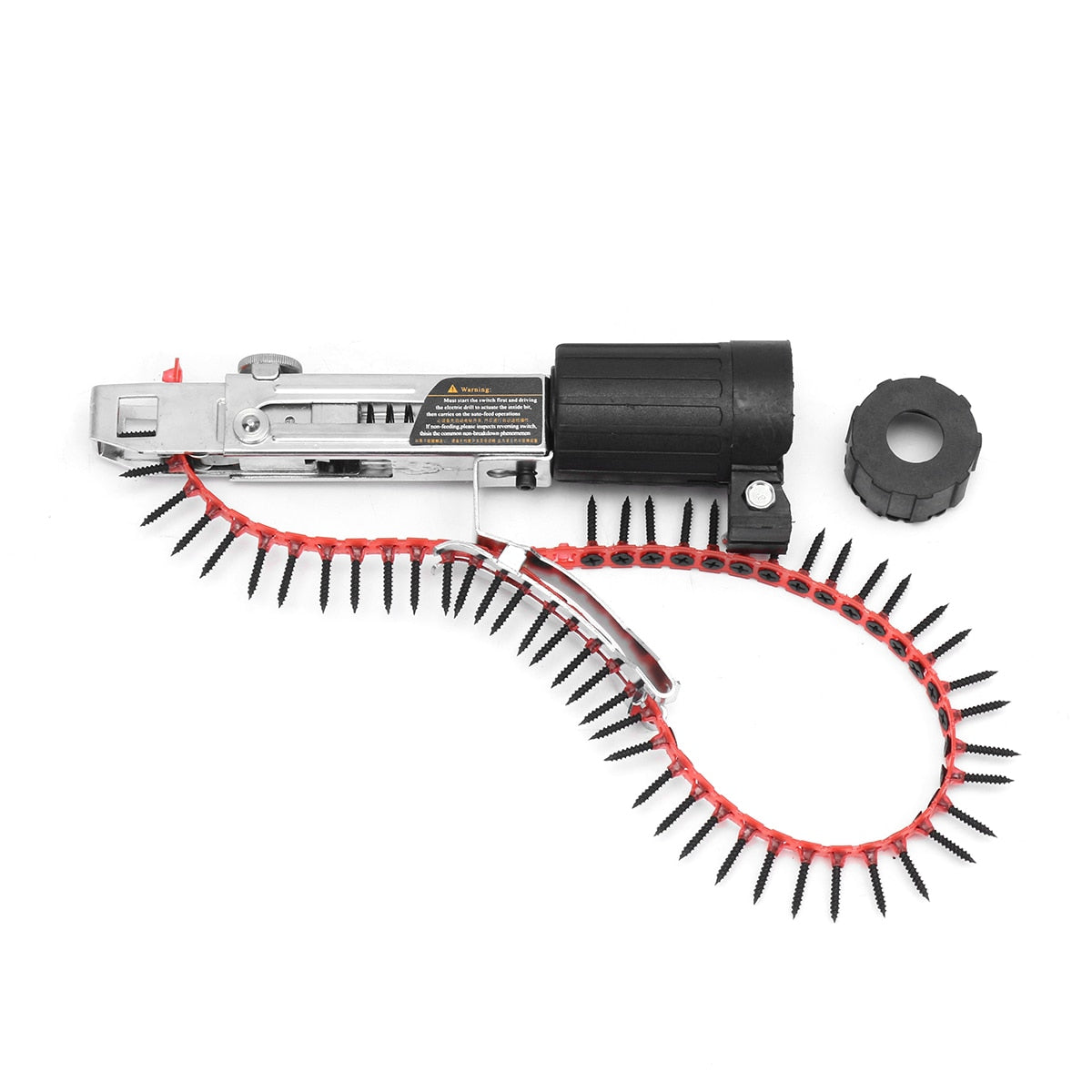 Automatic Screw Feeder Drill Attachment, Collated Chain Nail Adapter for Electric Drills and Screw Guns, Galvanized Auto-Feed Fastening Tool