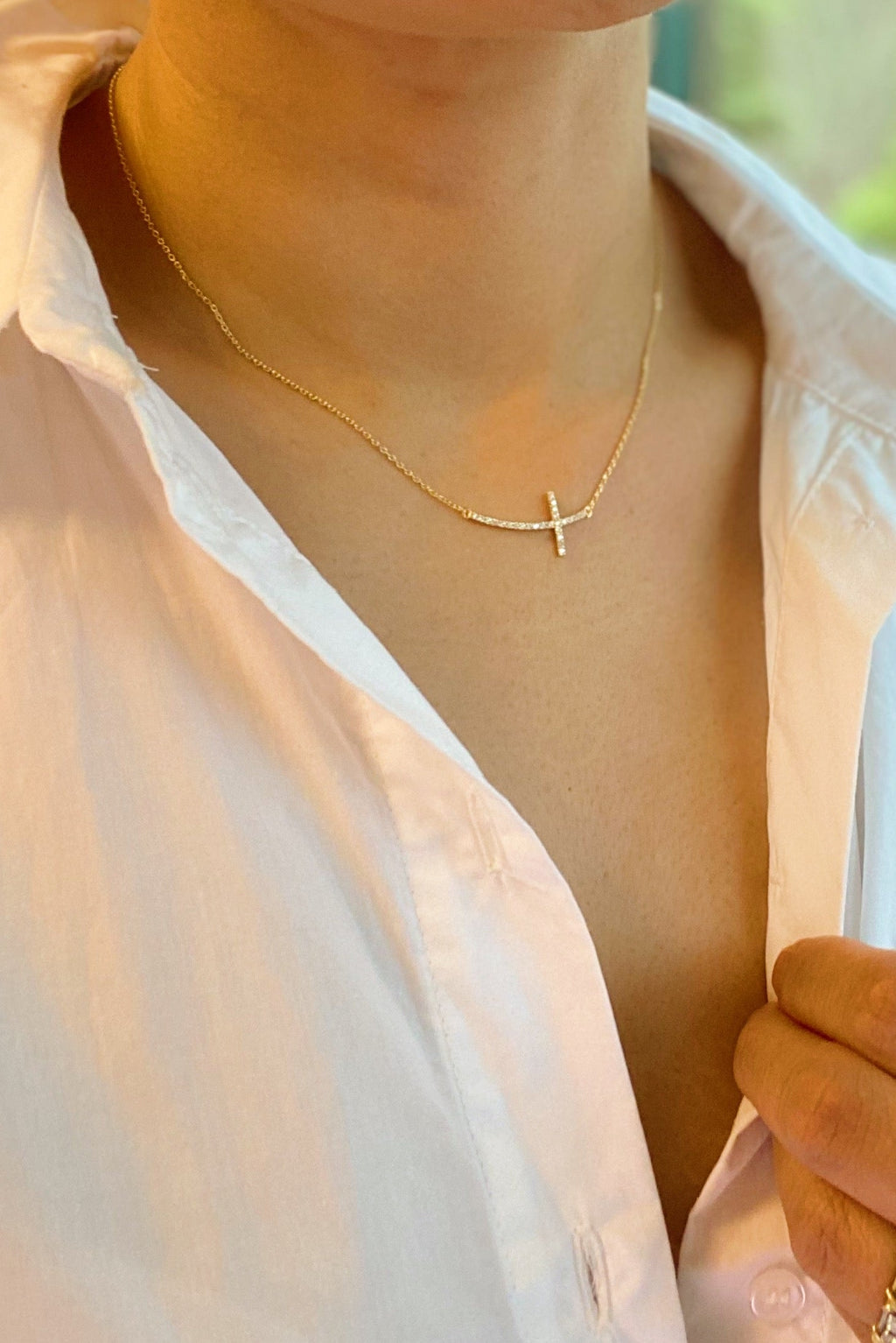 Shiny Side Cross Necklace | Christian Jewelry