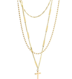 Double Layer Gold Cross Pendant Necklace - Christian Jewelry