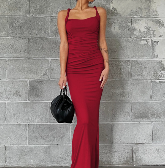 Spaghetti Strap Ribbed Bodycon Maxi Dress