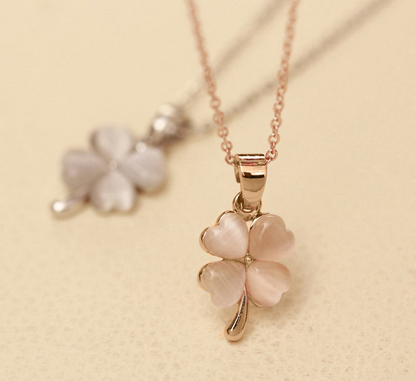 Opal Four Leaf Clover Necklace