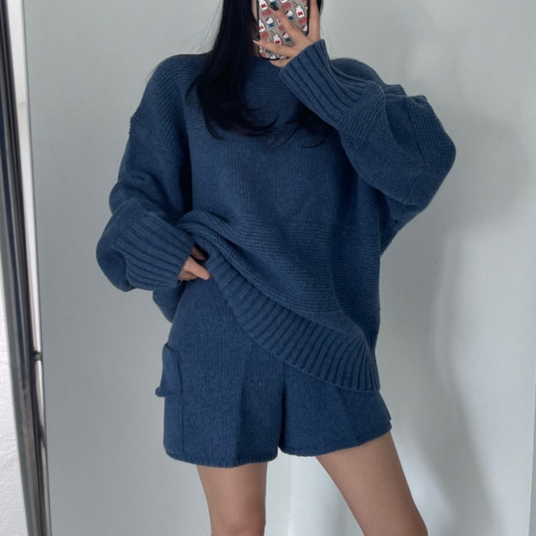 Women's Knit Sweater & High Waist Shorts Set