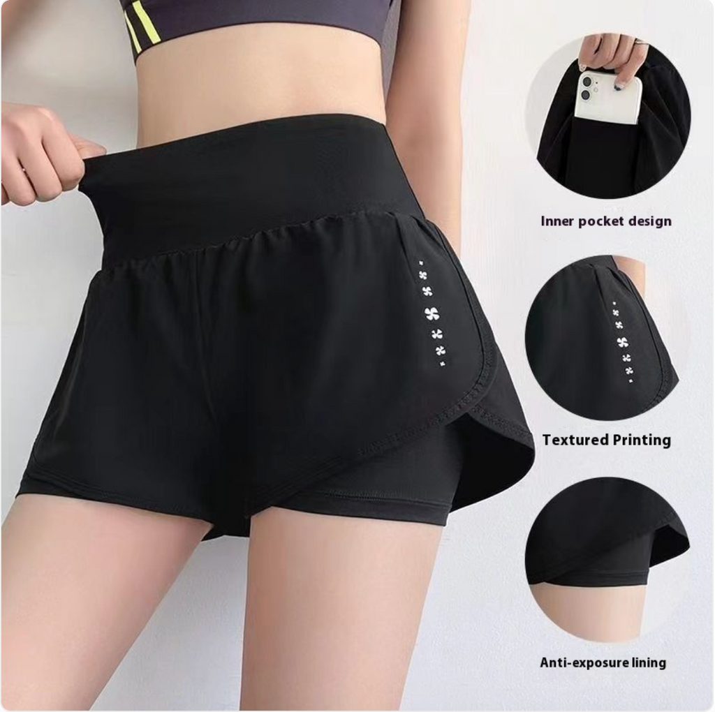 Women's Fitness Two-Piece Anti-Exposure Shorts Set