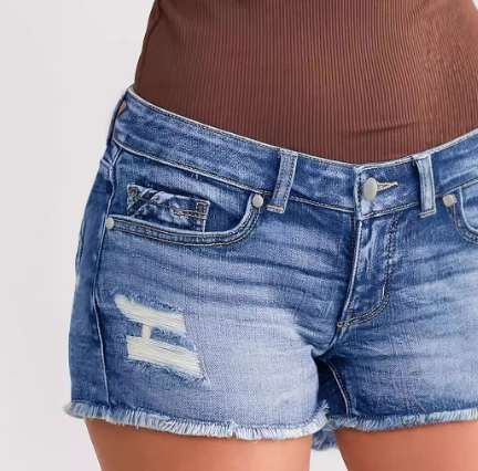 Women's Ripped Button Wadding Shorts